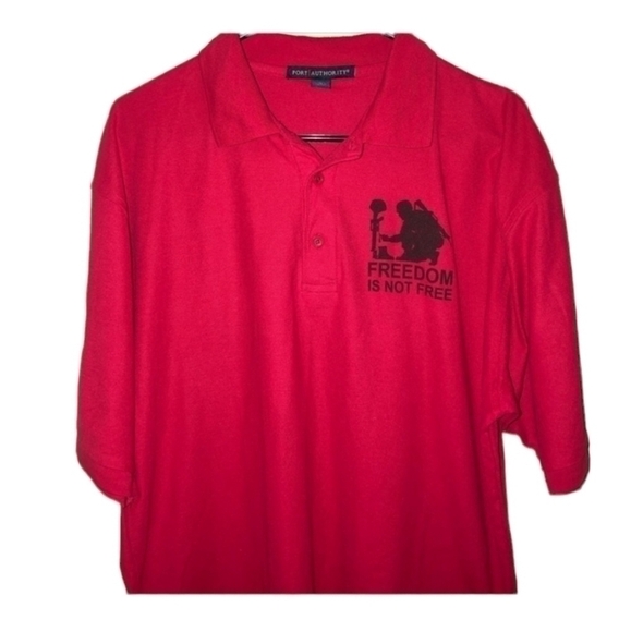 Freedom Port Authority red short sleeve polo Freedom is not free size XL - Picture 1 of 9